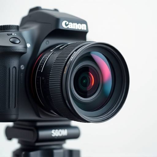 Professional DSLR camera with a zoom lens attached