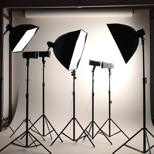 Studio lighting setup with softboxes and light stands